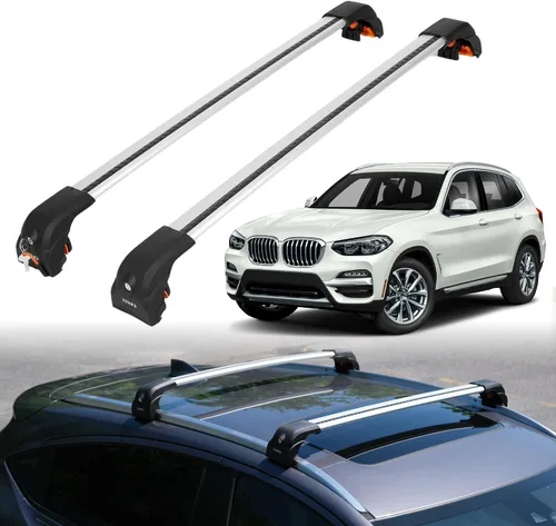 Miniatura 27 de ERKUL Barras transversales de techo de 220 libras para BMW X3 G01 2018-2024 Barras transversales de aluminio con bloqueo antirrobo para techo