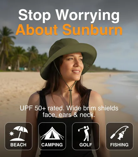 Miniatura 7 de GearTOP Wide Brim Sun Hat for Men & Women, UPF 50+ Fishing Hat with Detachable Neck Flap & Face Cover Gardening Boonie Sunhat