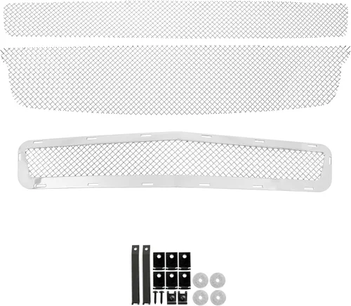 Miniatura 2 de APS Rejilla de malla cromada de acero inoxidable premium compatible con Chevy Malibu 2008 2009 2010 2011 2012 parachoques inferior superior