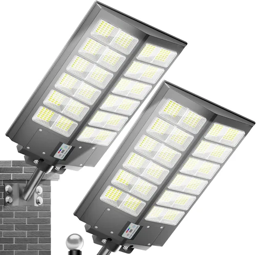 Loyoele 9000W Luces solares de calle para exteriores 120000 lm, luz solar para estacionamiento comercial 7000 K, luces solares de inundación para