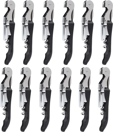 RECUTMS Sacacorchos, 12 paquetes de llaves de vino para abridor de vino, de acero inoxidable a granel, para cerveza o abrebotellas, cortador de Negro