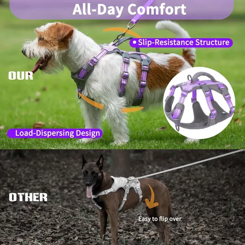 Miniatura 5 de Huntboo Arnés reflectante para perro con asa, a prueba de escape, antideslizante, transpirable, ligero, arnés de elevación ajustable para perros