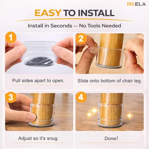 Miniatura 5 de Paquete de 48 protectores de suelo para patas de silla, protectores de pies de silla para suelos de madera dura, fundas de silicona para patas