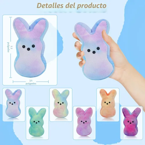 Miniatura 7 de vizethru 12 juguetes de peluche de conejo de Pascua, juguetes de relleno de cesta de Pascua para niños, animales de peluche de conejo, regalos