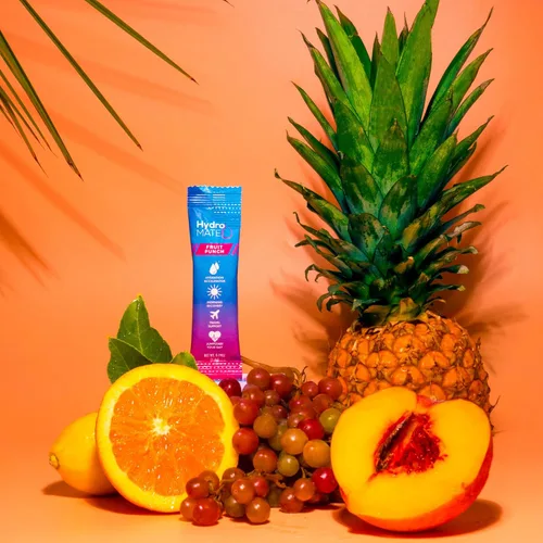 Miniatura 5 de HydroMATE Paquetes de electrolitos en polvo sabor ponche de frutas para hidratación, bajo en azúcar, 16