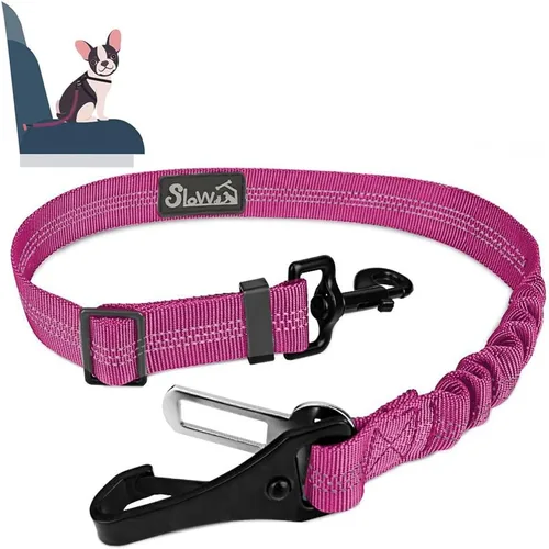 Miniatura 12 de SlowTon Cinturón de seguridad para perro, correa de cinturón de seguridad ajustable para perro, 2 en 1, cinturón de seguridad para perro con Negro