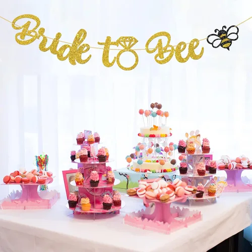Miniatura 6 de WeBenison Cartel de novia a abeja, suministros para fiesta de despedida de soltera, decoración de fiesta de boda con temática de abeja, purpurina