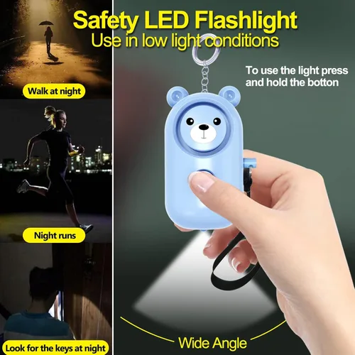 Miniatura 5 de Alarma personal segura con sonido para mujeres, niños y ancianos, paquete de 2 lindas sirenas de 130 dB, autodefensa de seguridad con luz LED