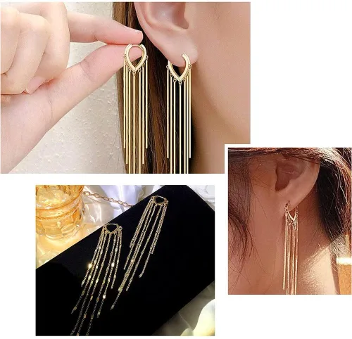 Miniatura 5 de Pandahall - 12 pares de aretes de aro chapados en oro de 14 quilates, aretes colgantes redondos dorados, aretes de latón con cierre de palanca
