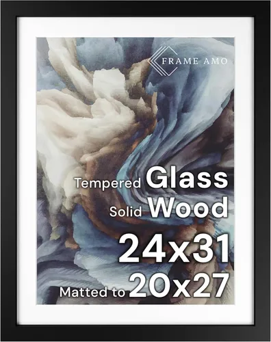 Miniatura 60 de Frame Amo Marco de póster de madera maciza de 13 x 19 pulgadas, color natural, tapete blanco para imagen de 11 x 17 pulgadas, parte frontal