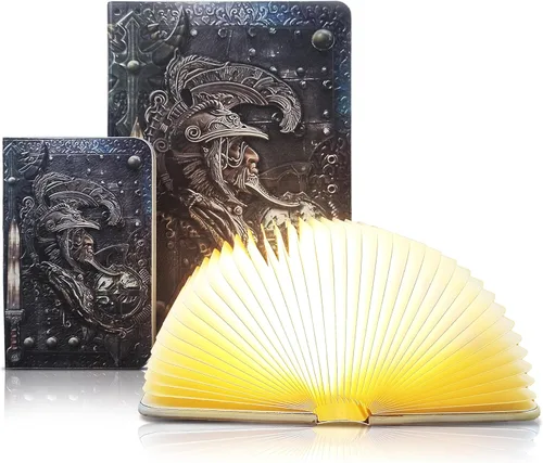 QXMGCBOK Lámpara de libro plegable retro, luz nocturna LED novedosa, lámpara de escritorio de 3 colores, regalo para amantes de los libros y