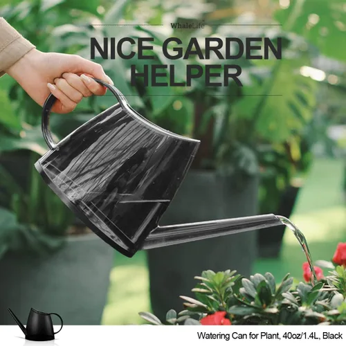 Miniatura 6 de WhaleLife Regadera interior para plantas de bonsái de casa (1.4L, negro)