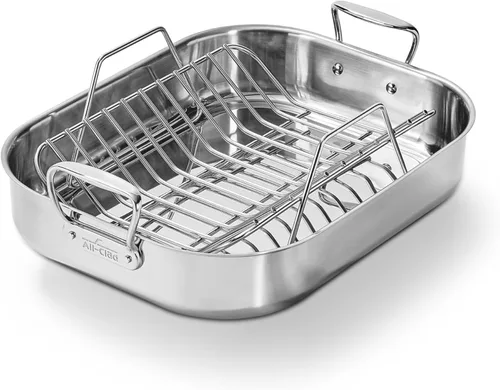 Miniatura 12 de All-Clad Specialty - Asador grande de acero inoxidable con rejilla antiadherente de 13 x 16 pulgadas, apto para horno y asador hasta 500°F, bandeja