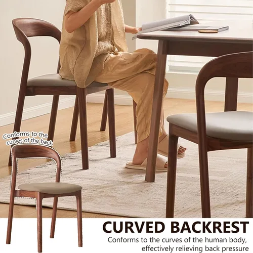 Miniatura 5 de Sillas de comedor de madera maciza con respaldo curvo, sillas de comedor modernas de mediados de siglo, sillas de comedor tapizadas de tela