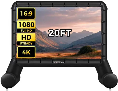 Pantalla de cine inflable de 20 pies para exteriores, pantalla de proyector inflable para exteriores con ventilador de aire, pantallas de cine para