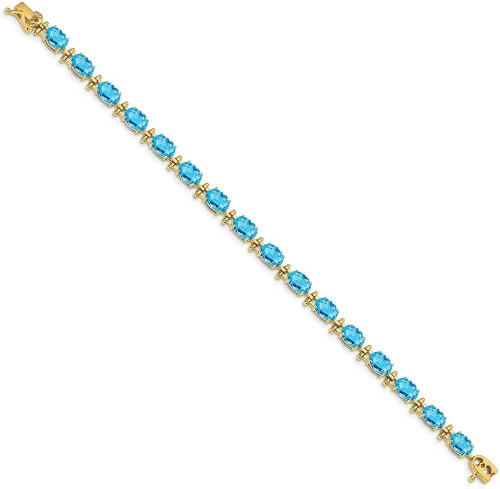 Miniatura 2 de Pulsera de topacio azul de oro amarillo de 14 k (7.0in de ancho 0.197in)