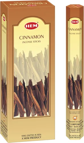 Hem Varitas de incienso de canela (120 varillas, 6 cajas en el interior), 9 pulgadas de largo, 0.71 onzas por caja, perfectas para meditación,