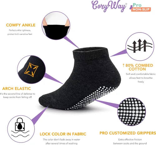 Miniatura 2 de CozyWay Non-Slip Baby and Toddler Ankle Socks with Grips - Low Cut Socks for Girls and Boys with Grippers