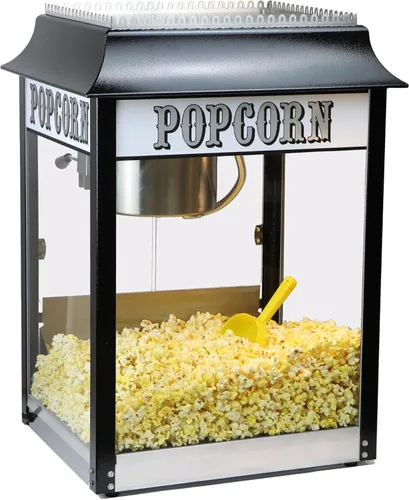 Paragon Máquina de palomitas de maíz estilo 1911 de 8 onzas negras y cromadas para concesionarios profesionales que requieren equipo de palomitas de