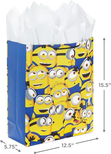 Miniatura 3 de Hallmark Bolsa de regalo extra grande de 15 pulgadas con papel de seda (miniones) para niños, cumpleaños, Navidad