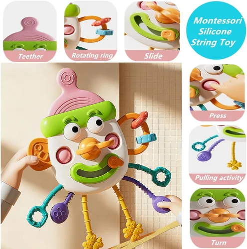 Miniatura 4 de ELLECK Juguetes Montessori para bebés de 6 a 12 meses, juguetes Montessori para niños pequeños de 1 a 3 años, cubo ocupado mordedor, baño 6 en 1