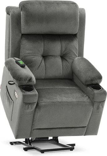 Miniatura 14 de MCombo Sillón reclinable eléctrico de triple motor con masaje y calor, silla reclinable eléctrica para personas mayores, reposacabezas ajustable