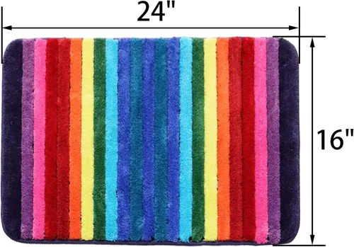 Miniatura 2 de NIENLCIP Alfombras de Baño Arcoíris Coloridas de Microfibra, Tapete de Baño Antideslizante de Felpa, Alfombras de Piso Absorbentes de Agua, Tapete