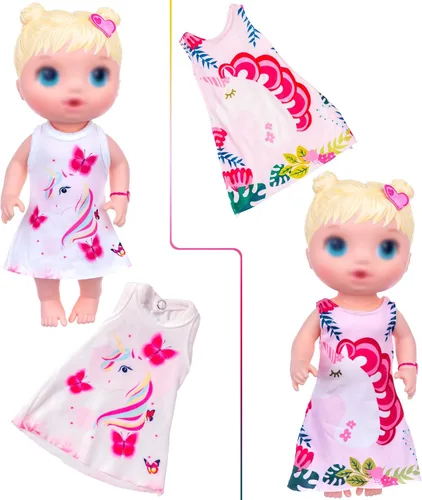 Miniatura 7 de ECORELF 10 piezas de ropa y accesorios para muñecas de bebé, incluyendo vestidos, camisetas, pantalones, mono, pantalones de campana para niños