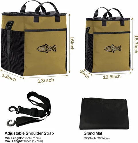 Miniatura 4 de Riverruns Bolsa para Vadeadores de Pesca y Caza con Malla Ventilada, Bolsa de Almacenamiento para Botas de Vadeadores para Senderismo, Camping Caqui