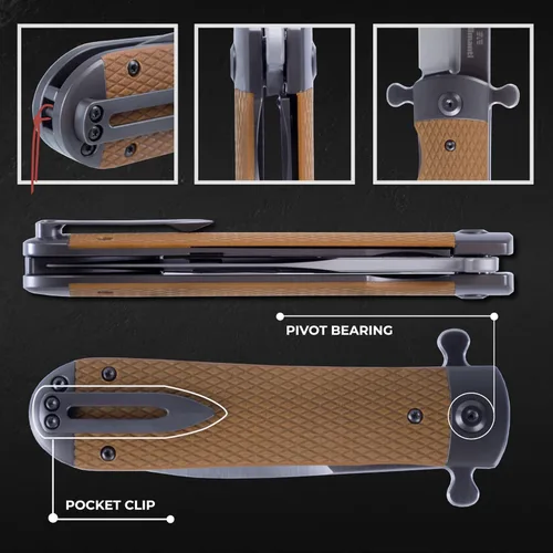 Miniatura 4 de Ganzo Adimanti Samson-BR Cuchillo plegable de bolsillo D2 Hoja de acero Mango antideslizante G10 con clip Cuchillo de bolsillo para caza, pesca