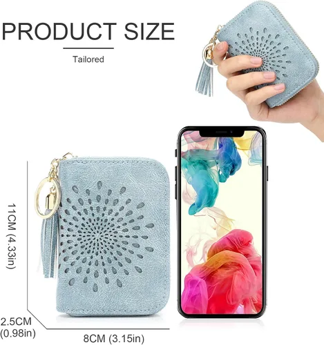 Miniatura 5 de APHISON RFID - Porta tarjeta de crédito con cremallera carteras pequeñas para mujer en cuero estilo girasol para mujer y niña caja de regalo 1927