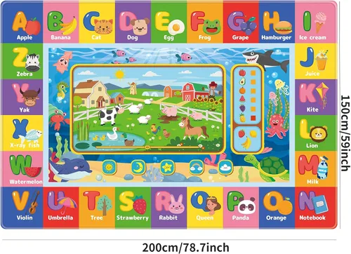 Miniatura 2 de Tapete de juego para el suelo, tapete de juego para niños, tapete educativo para el tiempo boca abajo, tapete de juego ABC suave para niños