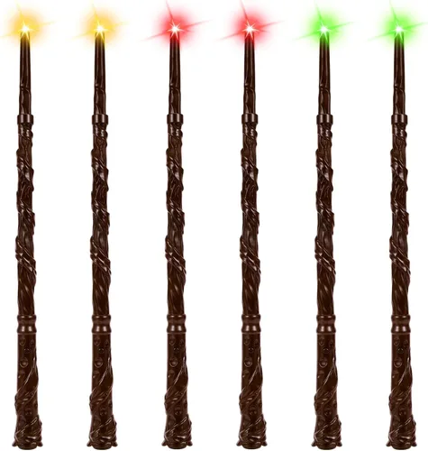 Miniatura 8 de EZVYAO Varita mágica iluminada con 4 luces y sonidos de color, paquete de 6 varitas de juguete de bruja iluminadoras para fiestas de niños, cosplay
