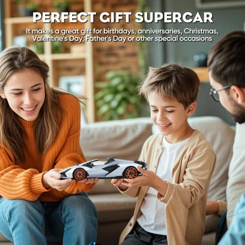 Miniatura 8 de MIEBELY Lamborghini Auto a Control Remoto, 1:16 Escala Lambo Auto Juguete 7.4V 500mAh con Licencia Oficial 12Km/h Coches Rc con Luz Led 2.4Ghz Azul