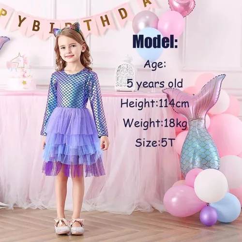Miniatura 2 de VIKITA Vestidos de invierno de manga larga para niñas de 3 a 7 años