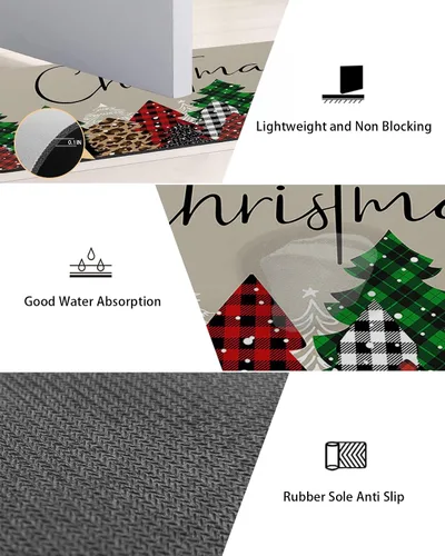 Miniatura 2 de Tapete de baño de Feliz Navidad, antideslizante, de secado rápido y absorbente, tierra de diatomeas, fregadero, dormitorio, cocina, tapete lavable