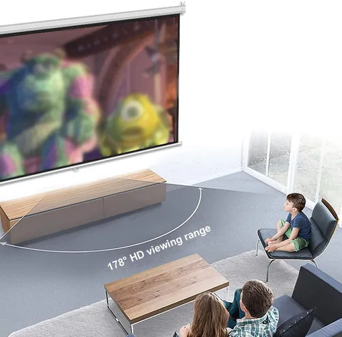 Miniatura 4 de Pantalla de proyector, pantalla de proyector desplegable manual, 4:3/16:9, con mecanismo de bloqueo automático, pantalla de proyección de techo