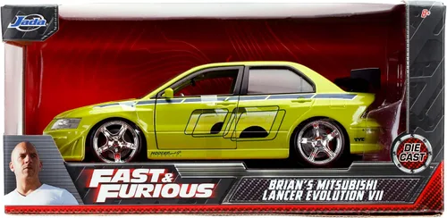 Miniatura 2 de Jada Toys Fast & Furious 1:24 Brian's Mitsubishi Lancer Evolution VII - Coche fundido a presión, juguetes para niños y adultos, color verde lima