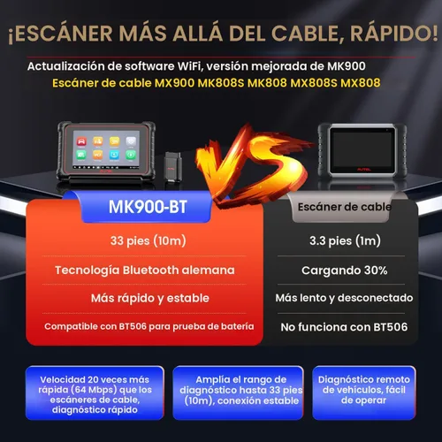 Miniatura 8 de Autel Escáner MaxiCOM MK900BT, 2026 MK900-BT V2.0 Herramienta de diagnóstico bidireccional, 8 pulgadas hasta MK900 MX900 MK808S MK808BT MX808S