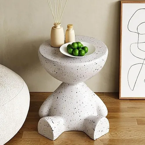 Miniatura 4 de Taburete moderno de terrazo sintético, mesa auxiliar resistente, mesa auxiliar resistente para interiores y exteriores