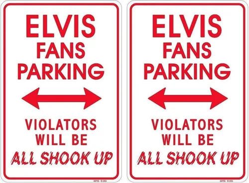 Miniatura 2 de Signs 4 Fun Letrero decorativo de estacionamiento Elvis Shook Up 8 x 12 pulgadas Cartel de aluminio en relieve Fabricado en los Estados