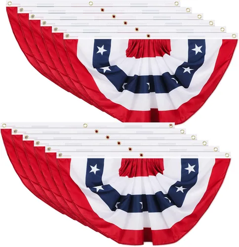 Miniatura 11 de Tatuo 9 banderas plisadas de abanico de 2 x 4 pies para el aniversario del 250 aniversario, decoraciones patrióticas del 4 de julio, bandera