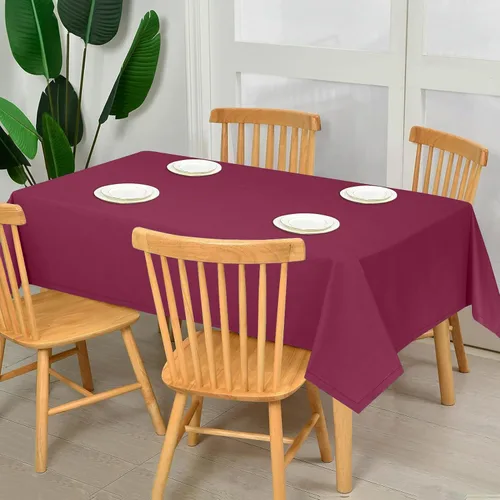Miniatura 2 de RUVANTI Paño de Mesa Rectángulo de Lino de Algodón 72x54 Pulgadas, Borde Clásico, Resistente a Manchas, Paño Lavable Perfecto para Cubrir Mesa