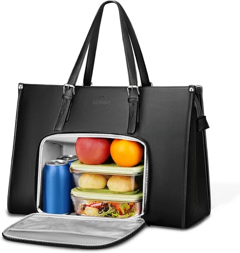 MATEIN - Bolsa de mano para laptop de 17 pulgadas para mujer con compartimento para el almuerzo, maletín de trabajo convertible de piel sintética