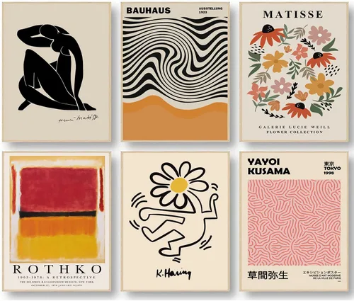 Miniatura 15 de KBKBART Matisse - Impresiones artísticas para pared, póster abstracto de arte de pared de Matisse, negro y beige, línea de cuerpo para mujer, hojas