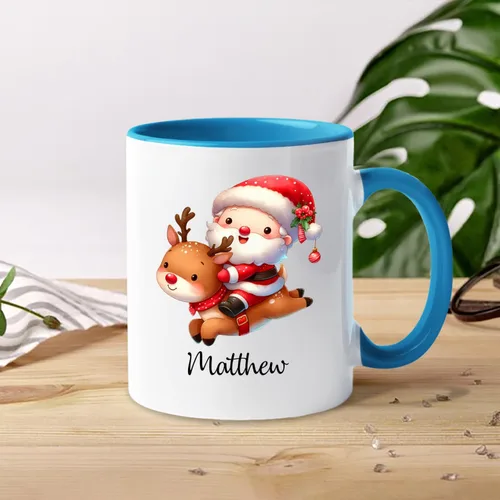 Miniatura 4 de Taza de café de Papá Noel con nombre personalizado – Taza de Papá Noel personalizada, 11 onzas y 15 onzas, bonita taza de cerámica blanca regalo