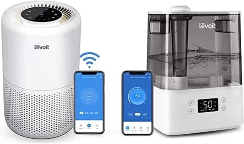 LEVOIT Humidificadores para dormitorio, habitación grande, hogar, gris y purificadores de aire para el hogar, control inteligente WiFi Alexa, filtro
