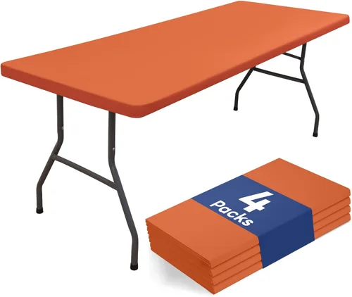 Miniatura 17 de homing Paquete de 4 manteles rectangulares de 4 pies, mantel ajustable de poliéster impermeable, lavable, para picnic, campamento, al aire libre