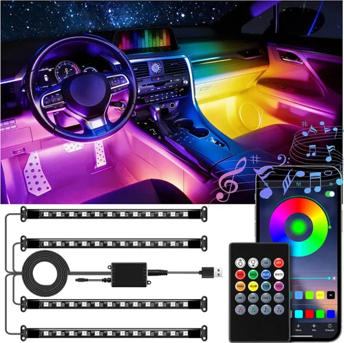 Miniatura 7 de LivTee Luces Interiores de Acento para Auto, Luces Interiores Inteligentes para Auto con Control de Aplicación, Luces LED RGB con Modo de Música