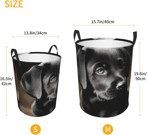 Miniatura 5 de Black Labrador Puppy print Circular Hamper Waterproof Storage Bin Organizer Basket Laundry Hamper With Handles For Clothes Toys Small